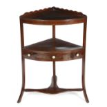 A GEORGE III MAHOGANY CORNER WASHSTAND LATE 18TH CENTURY inlaid with boxwood stringing and with