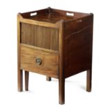A GEORGE III MAHOGANY TRAY-TOP BEDSIDE COMMODE LATE 18TH CENTURY with a tambour shutter above a