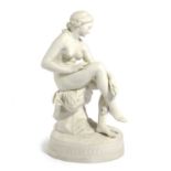 A VICTORIAN PARIAN FIGURE OF A BATHER AFTER ÉTIENNE-MAURICE FALCONET (FRENCH 1716-1791) the scantily