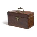 A GEORGE III MAHOGANY TEA CADDY IN CHIPPENDALE STYLE, LATE 18TH CENTURY with brass mounts and a