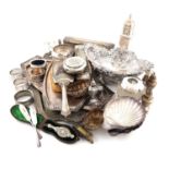 A mixed lot,comprising silver items: an Austrian tray, a late-Victorian basket, Sheffield 1899, a