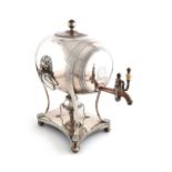 λA George III old Sheffield plated tea urn,unmarked circa 1790,barrel form, with engraved foliate