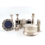 A mixed lot of silver items,various dates and makers,comprising: a powder pot and cover,