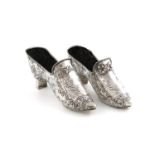 Two similar late-19th century German silver shoes,with import marks for London 1896, importer's mark