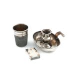 A small mixed lot of silver items,comprising: a Victorian travelling chamberstick, by Wright &