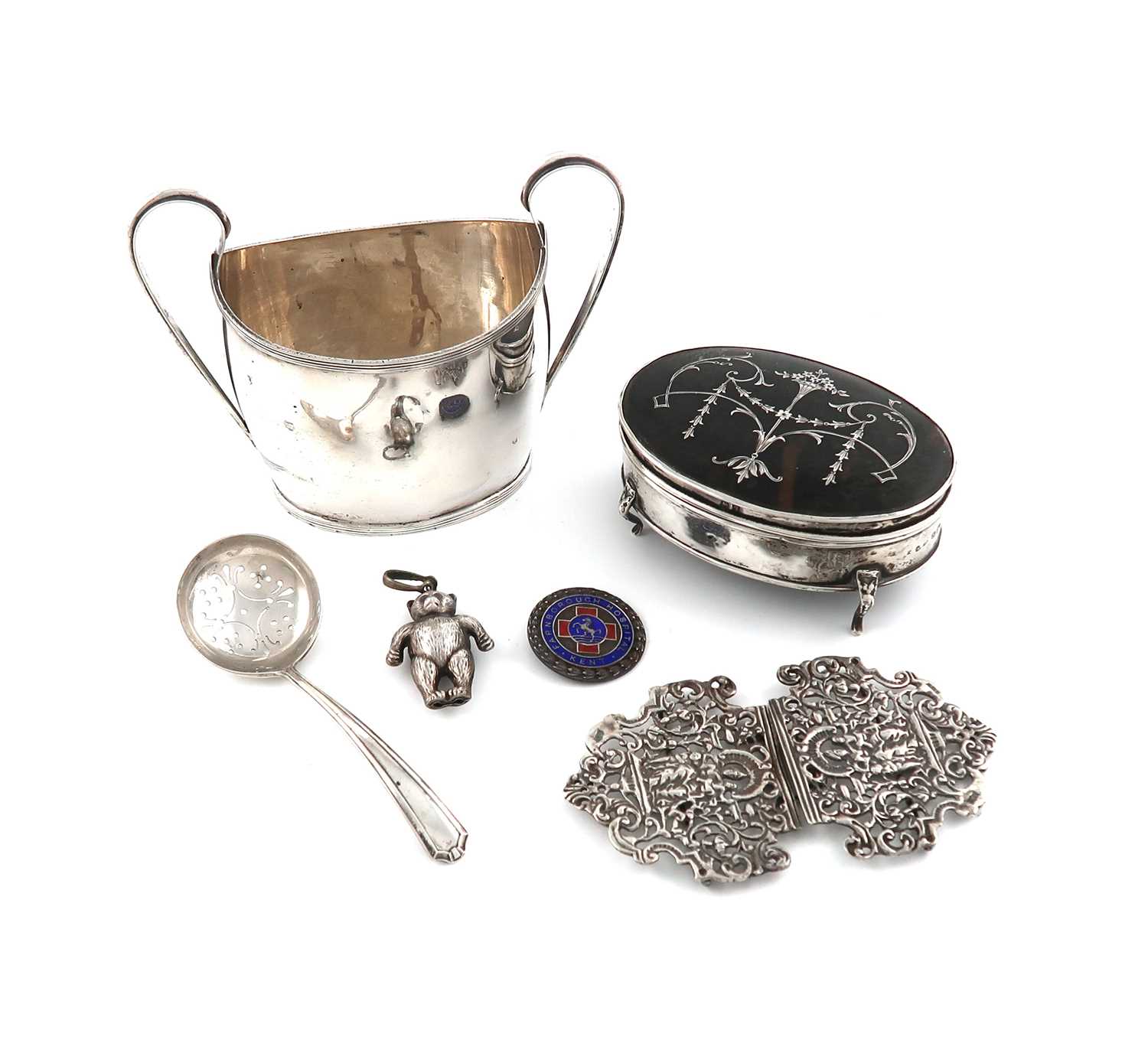 λA mixed lot of silver items,various dates and makers,comprising: a silver and tortoiseshell