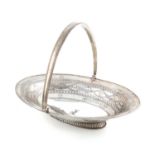 A George III silver swing-handled bread basket,by Robert Hennell, London 1783,oval form, pierced and