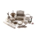 A collection of small silver items,various dates and makers,comprising: a Dutch marriage casket, a