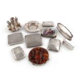 A mixed lot of items,comprising silver items: a Victorian novelty cigar lighter modelled as an urn-