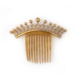 λ A gilt metal and tortoiseshell hair ornament, 19th century, the top designed as a curved band with