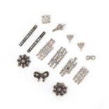 A collection of diamond jewel components, late 19th/early 20th century; comprising: two bar-shaped