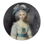 λ Pierre Adolphe Hall (Swedish 1739-1793) Portrait miniature of a lady, wearing a white dress and