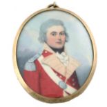 λ Circle of Frederick Buck Portrait miniature of Bruce McCumming in uniform Oval, in a gilt metal