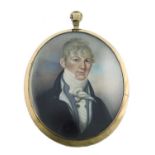 λ Alexander Gallaway (Scottish act. 1794-1812) Portrait miniature of gentleman in a blue coat and