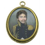 λ Nicolas-François Dun (French 1764-1832) Portrait miniature of an officer in uniform Signed Dun (