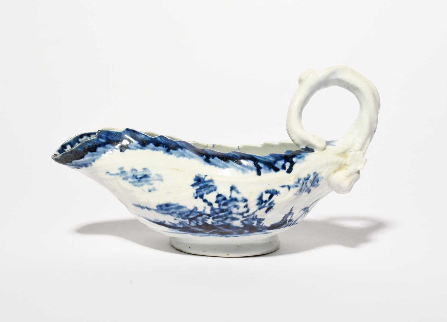 A Longton Hall Cos Leaf Sauceboat C 1755 60 Moulded With Overlapping