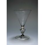 A façon de Venise glass or goblet, 2nd half 17th century, the wide flared bowl rising from two