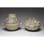 A Mesa Verde kiva jar Southwest North America pottery, of compressed ovoid form having a lip