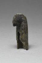 An Egyptian bronze falcon-headed cista handle Late Period, circa 500 BC with detailing to the eyes
