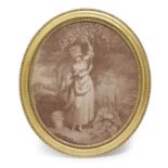 A PAIR OF GEORGE III SEPIA OVAL STIPPLE ENGRAVINGS IN THE MANNER OF BARTOLOZZI, C.1800 depicting