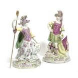 A PAIR OF DERBY PORCELAIN FIGURES OF MARS AND MINERVA LATE 18TH CENTURY he standing holding a