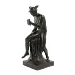 AN ITALIAN BRONZE GRAND TOUR FIGURE OF MERCURY AFTER THE ANTIQUE, MID-19TH CENTURY modelled seated