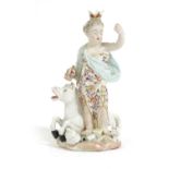 A DERBY PORCELAIN FIGURE EMBLEMATIC OF EUROPE C.1770 from the 'Four Quarters of the Globe' series,