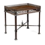 A MAHOGANY SILVER TABLE IN CHINESE CHIPPENDALE STYLE, 19TH CENTURY with a pierced gallery and