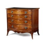 A GEORGE III MAHOGANY SERPENTINE CHEST C.1780 of four long graduated drawers, fitted with bone