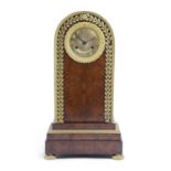 A FRENCH WALNUT AND GILT METAL MOUNTED MANTEL CLOCK LATE 19TH CENTURY the brass eight day movement
