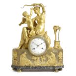 A FRENCH ORMOLU AND MARBLE MANTEL CLOCK EARLY 19TH CENTURY the brass eight day movement with an
