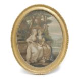 A PAIR OF GEORGE III OVAL COLOURED STIPPLE ENGRAVINGS AFTER ANGELICA KAUFFMAN, C.1800 of Her Grace