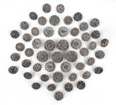 A collection of cut steel buttons, 18th/19th century, comprising: 49 cut steel shirt buttons of