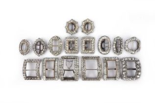 A collection of paste shoe buckles, late 18th/early 19th century, comprising: three pairs of buckles