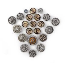 A group of buttons, 18th- early 20th century, comprising: two pairs and two groups of three matching
