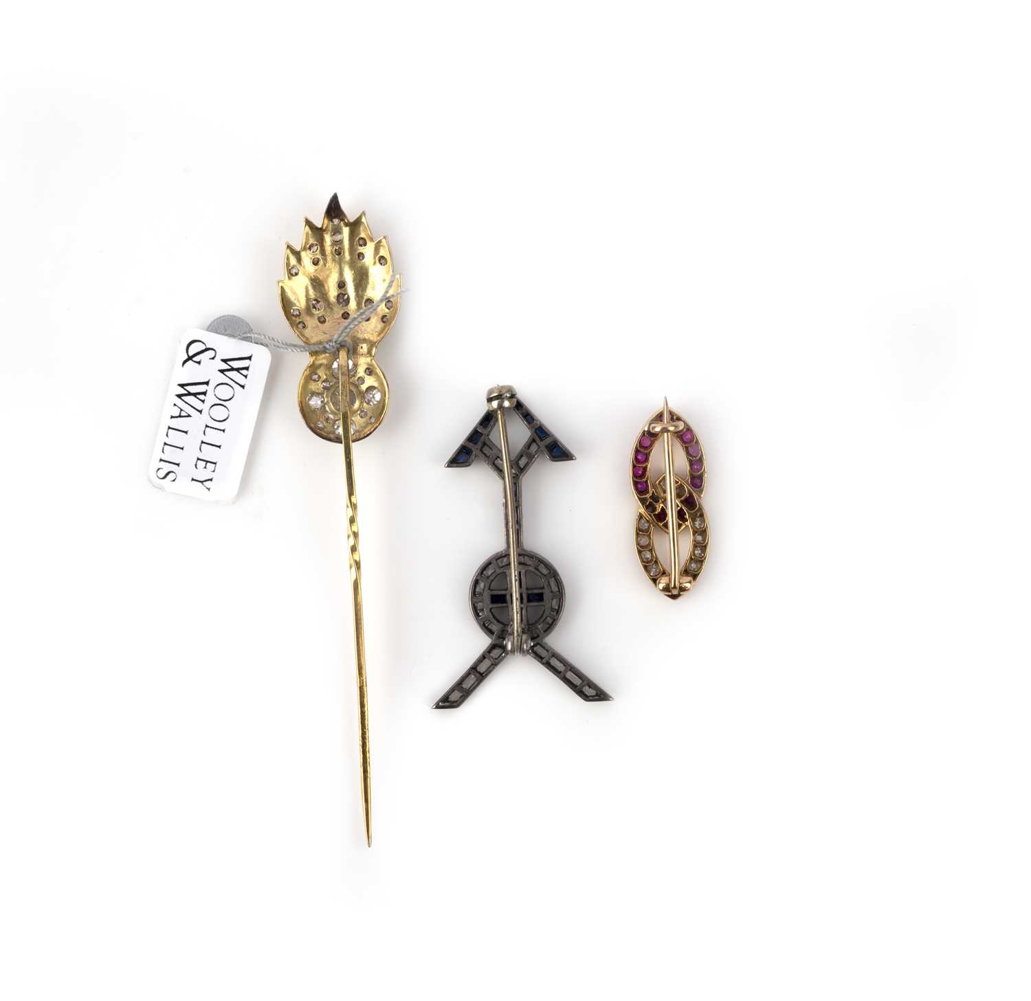 A collection of three brooches and a hairwork charm, late 19th/early 20th century, comprising: a - Image 2 of 2