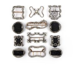 A collection of paste shoe buckles, 19th century, comprising: three pairs of buckles set with