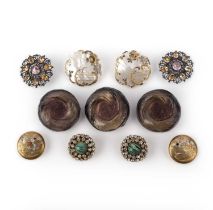 A collection of buttons, 19th/20th century, comprising: a group of Art Nouveau moulded glass