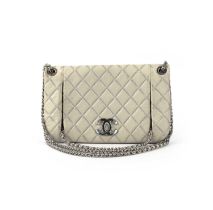 Chanel, A quilted glitter Full Flap Crossbody 2010-2011 Silver tone hardware 26cm wide, 16cm high,
