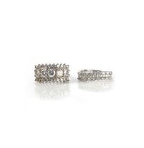 Two diamond rings, comprising: a five-stone diamond ring, set with five brilliant-cut diamonds
