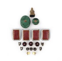 A collection of buttons, shirt studs and a fob seal, late 19th/early 20th century, comprising: three