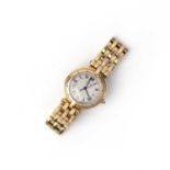 Cartier, a lady's gold wristwatch, 'Panthère Vendôme', the round dial with black enamel Roman