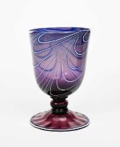 A Gray-Stan glass goblet vase designed by Elizabeth Graydon-Stannus, blue glass graduating to