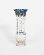 A Haida Secessionist enamelled glass vase, shouldered, faceted base with cylindrical neck and