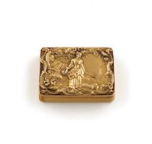 A William IV 18-carat gold vinaigrette, by John Linnit, London 1830, rectangular form, the raised