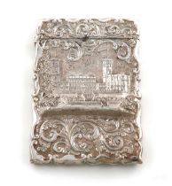 A Victorian silver 'Castle-top' card case, Osborne House, by Aston and Sons, Birmingham 1858,