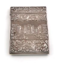 A Victorian silver double-sided 'Castle-top' card case, Windsor Castle and Kenilworth Castle, by