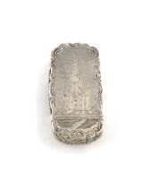 A Victorian silver engraved 'castle-top' vinaigrette, The Scott Memorial, by Alfred Taylor,