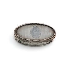 A George III silver snuff box, by Phipps and Robinson, London 1793, oval form, engine-turned