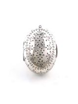 A Victorian silver tea infuser, by Rawlings and Summers, London 1858, ovoid form, pierced body,